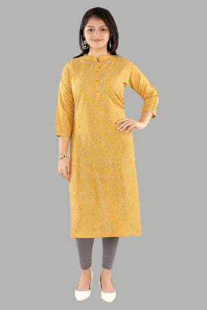 Mustard solid straight kurti for women