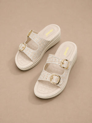 Stylish off white classic glow slipon sandals