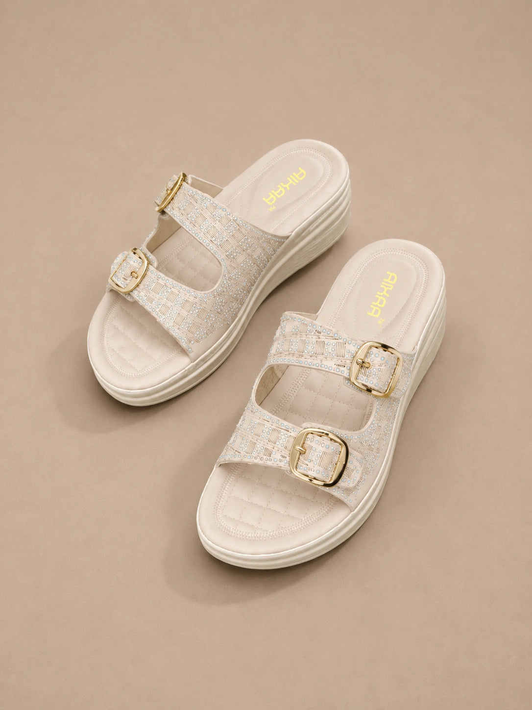 Stylish off white classic glow slipon sandals