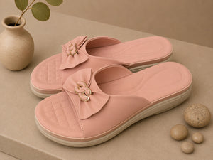 Stylish peach comfy slides for women