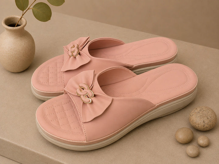 Stylish peach comfy slides for women