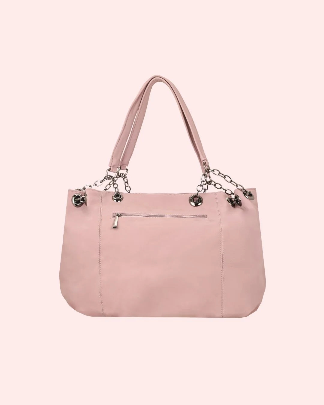 Stylish pink tote bag with chain handle