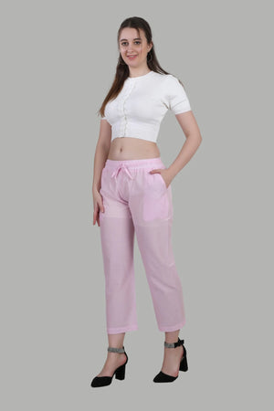 Stylish pink straight fit pants for women