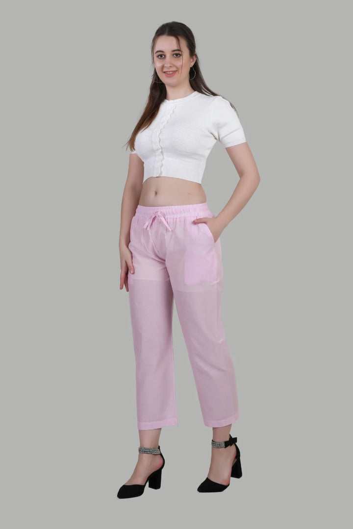 Stylish pink straight fit pants for women