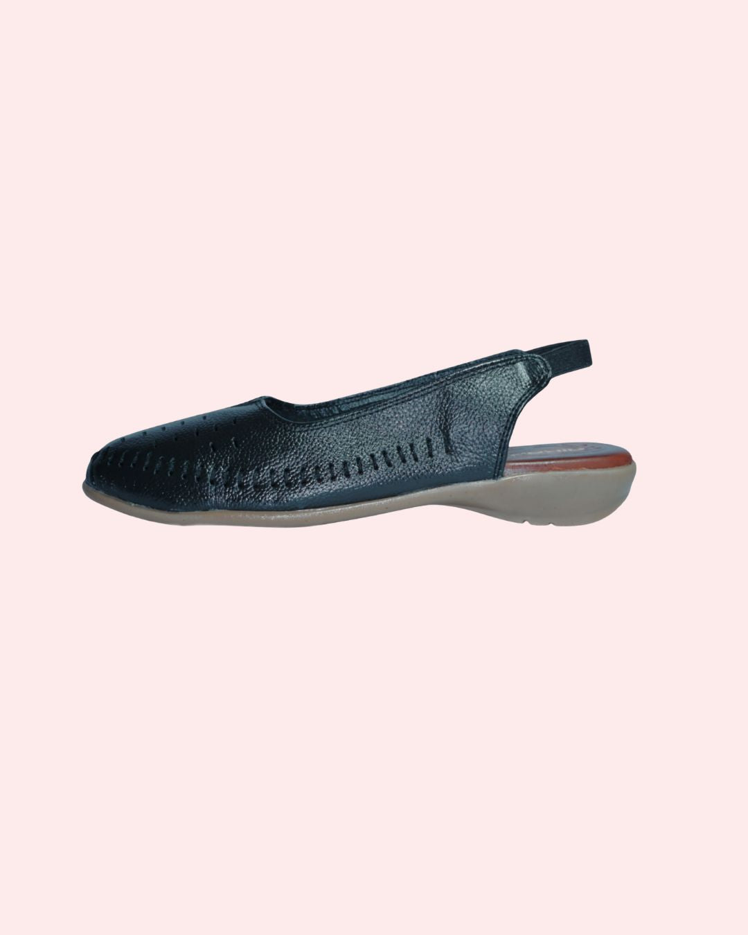 Premium leather sling back flats in black for women