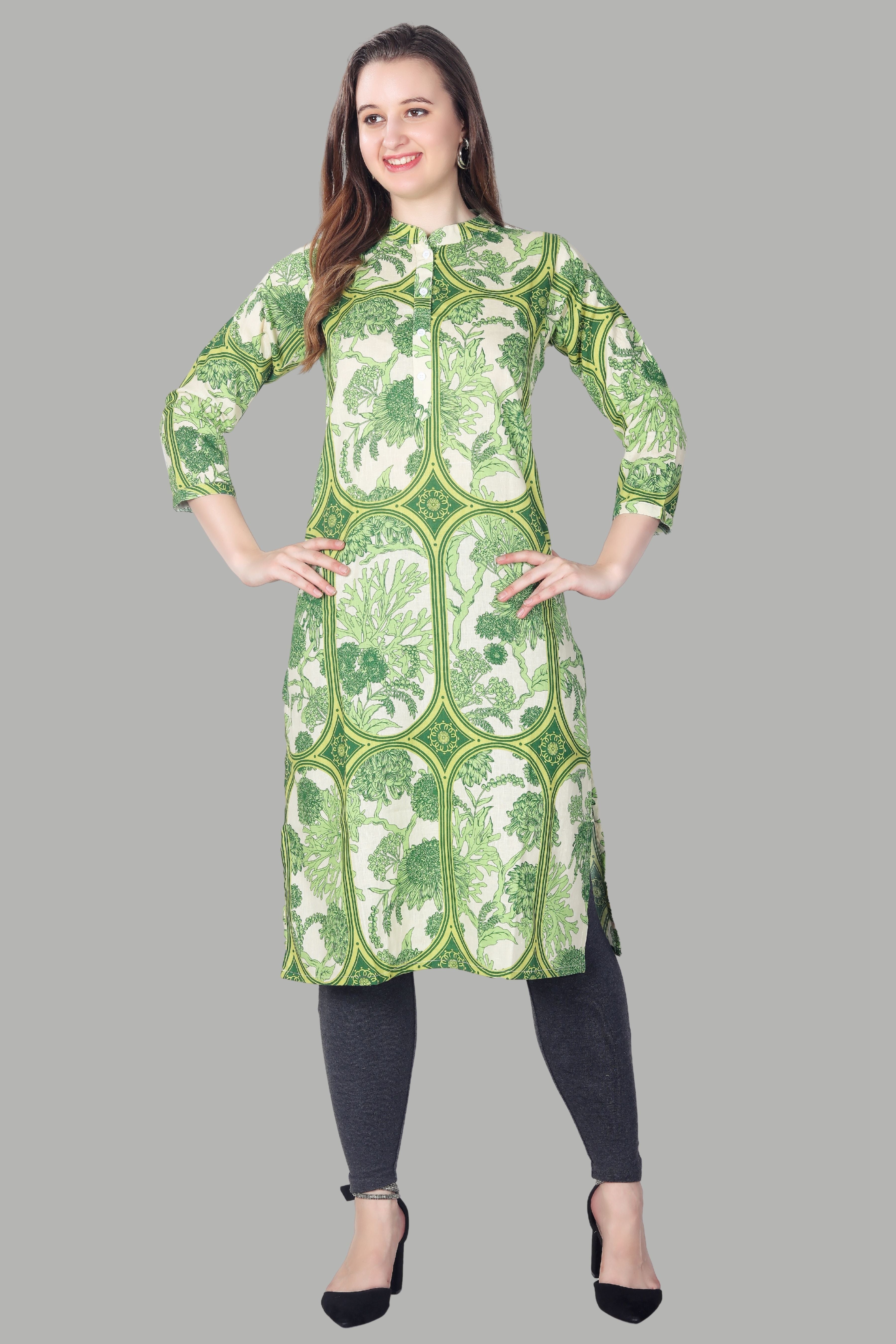Stylish printed straight fit kurti for women