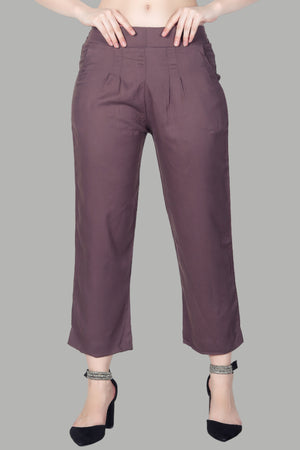 Stylish purple straight fit pants for women