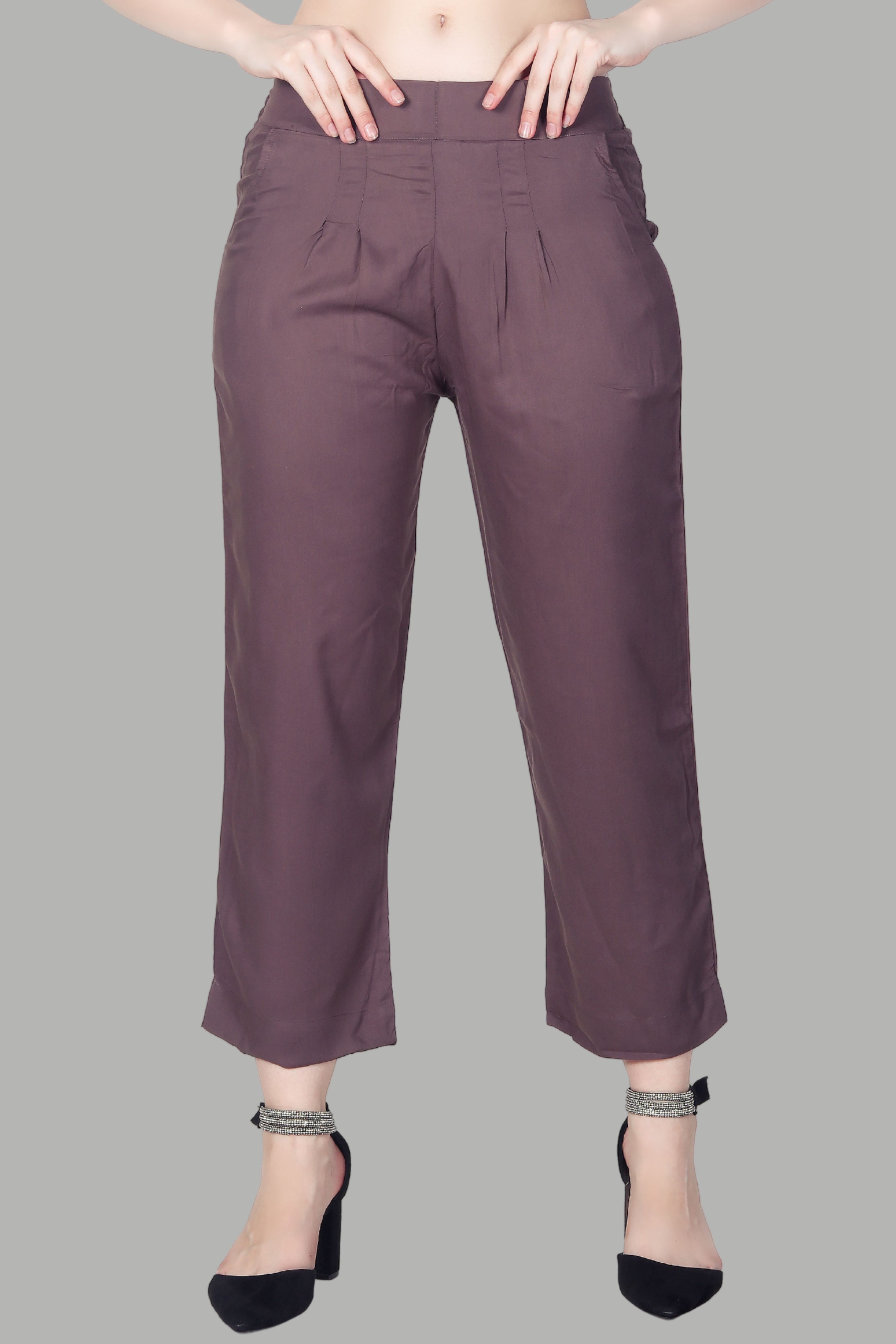 Stylish purple straight fit pants for women
