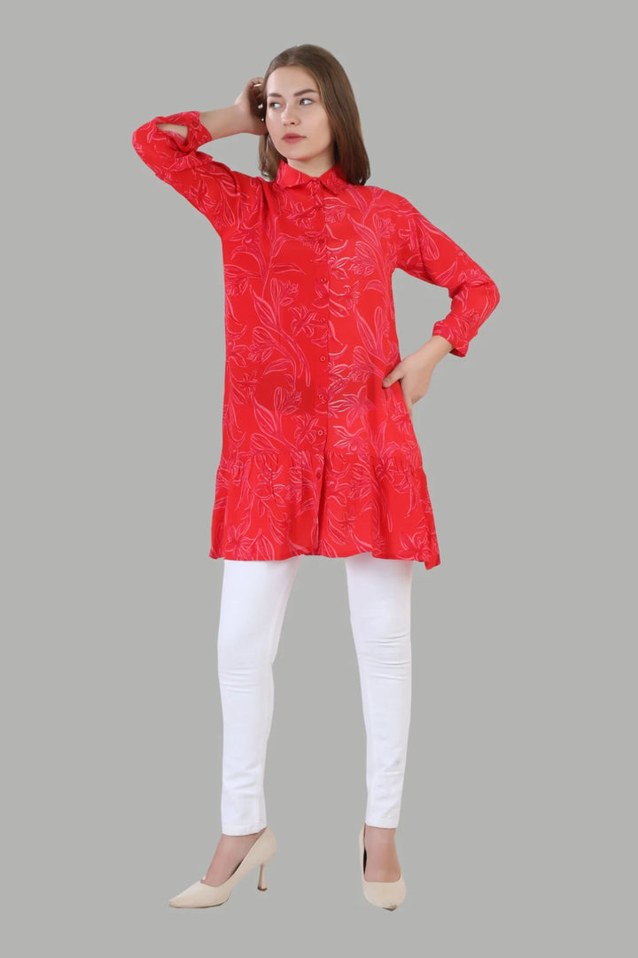 Stylish red midi dress for casual and party wear