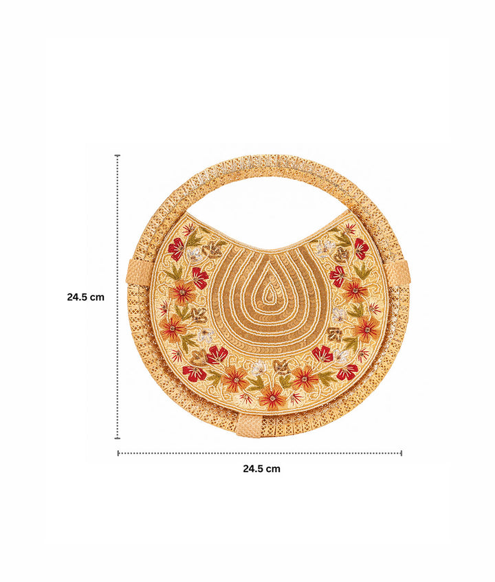 Round Embroidered Hand Clutch