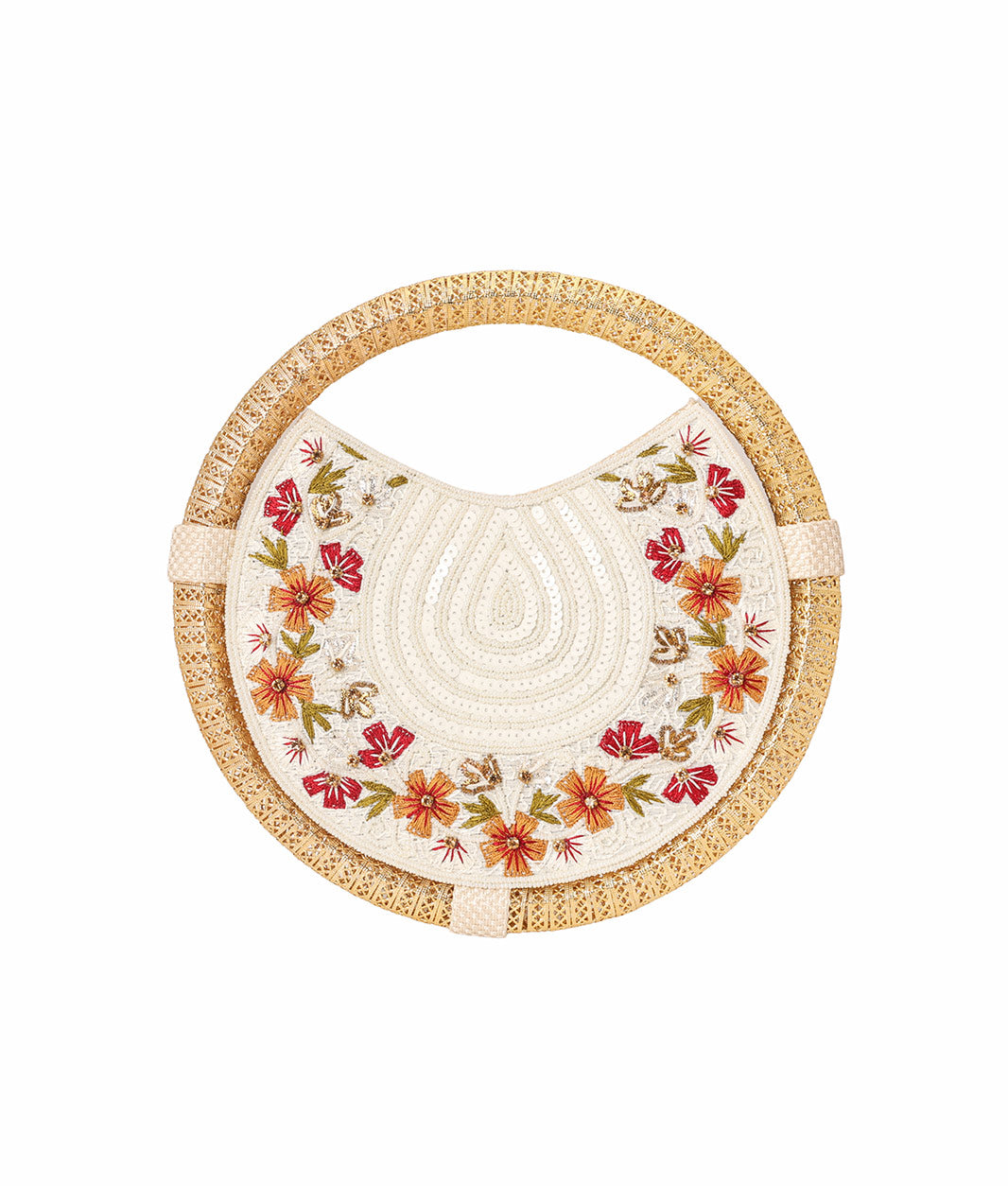 Round Embroidered Hand Clutch