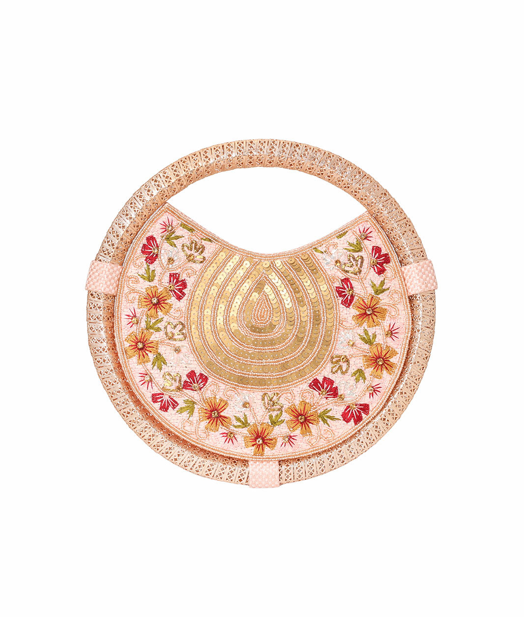 Round Embroidered Hand Clutch