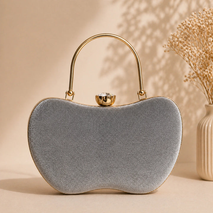 Luxury silver embroidered clutch bag for women