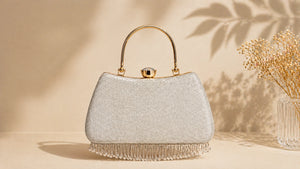 Luxury silver velvet clutch bag for women