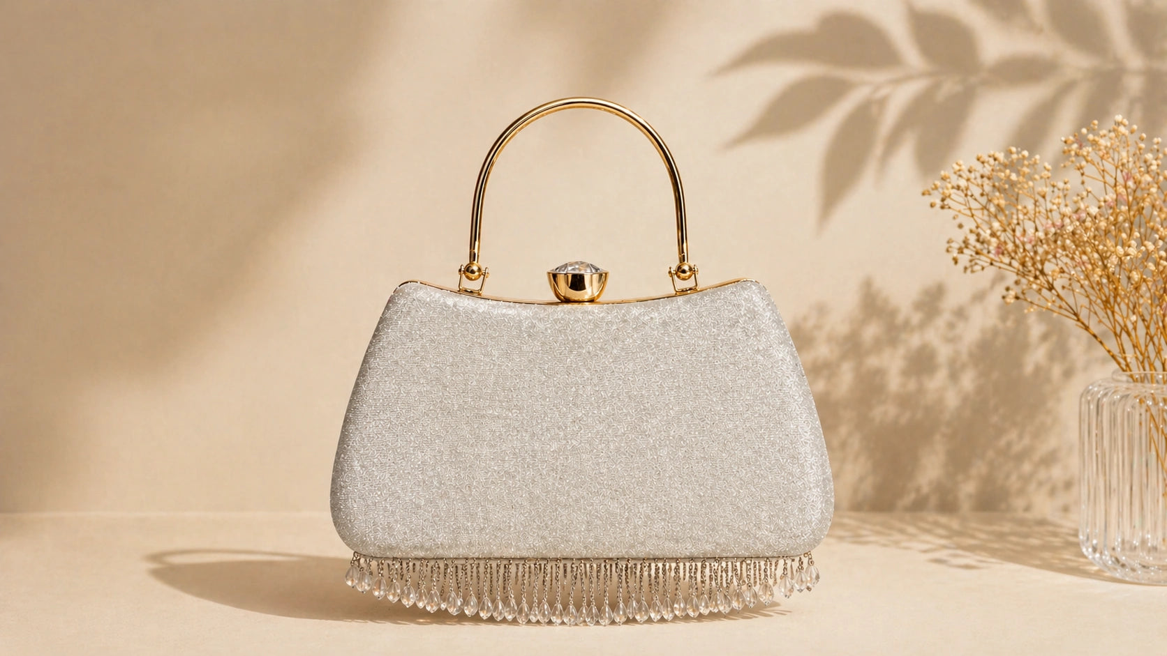 Luxury silver velvet clutch bag for women