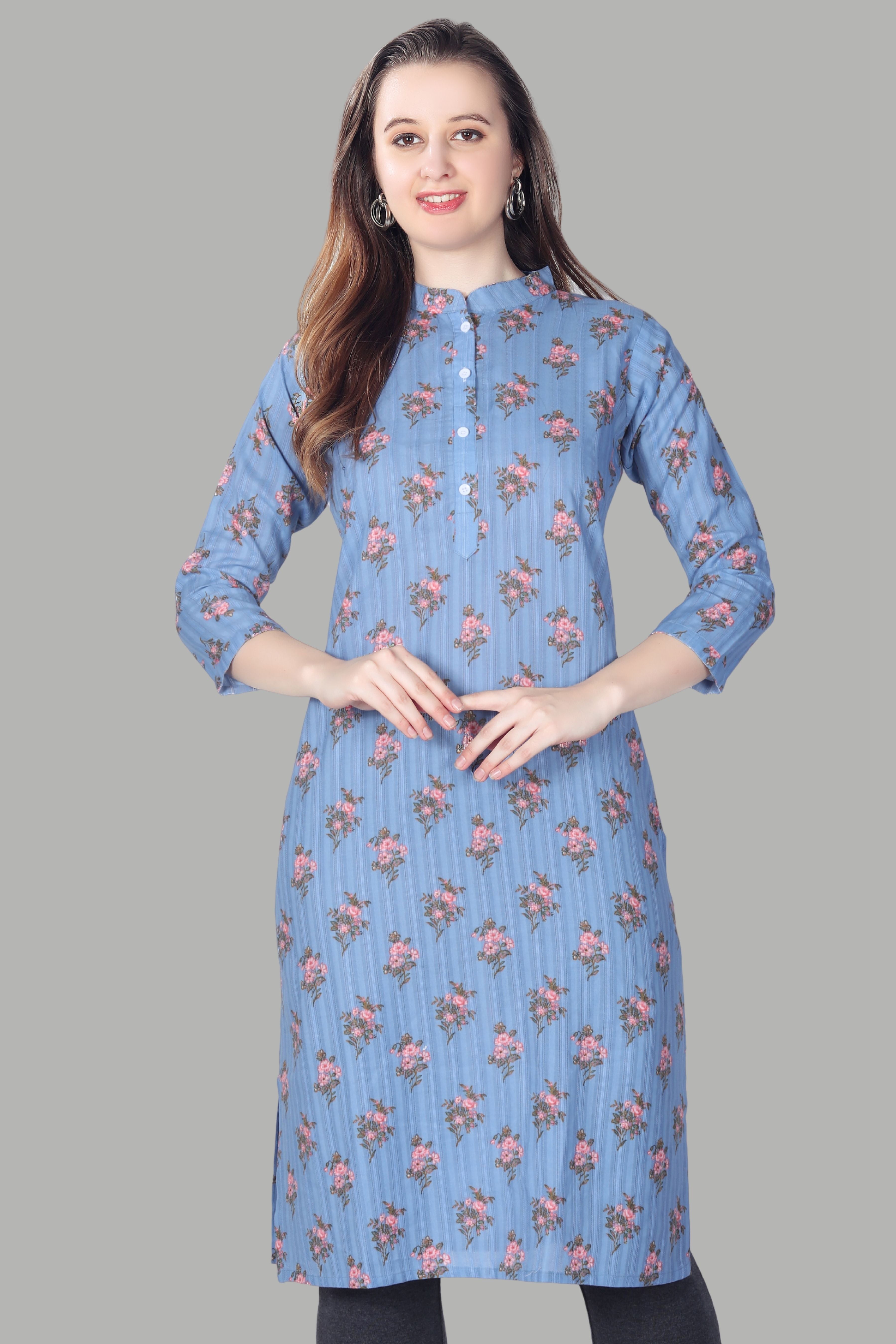 Stylish floral cotton kurti for casual wear