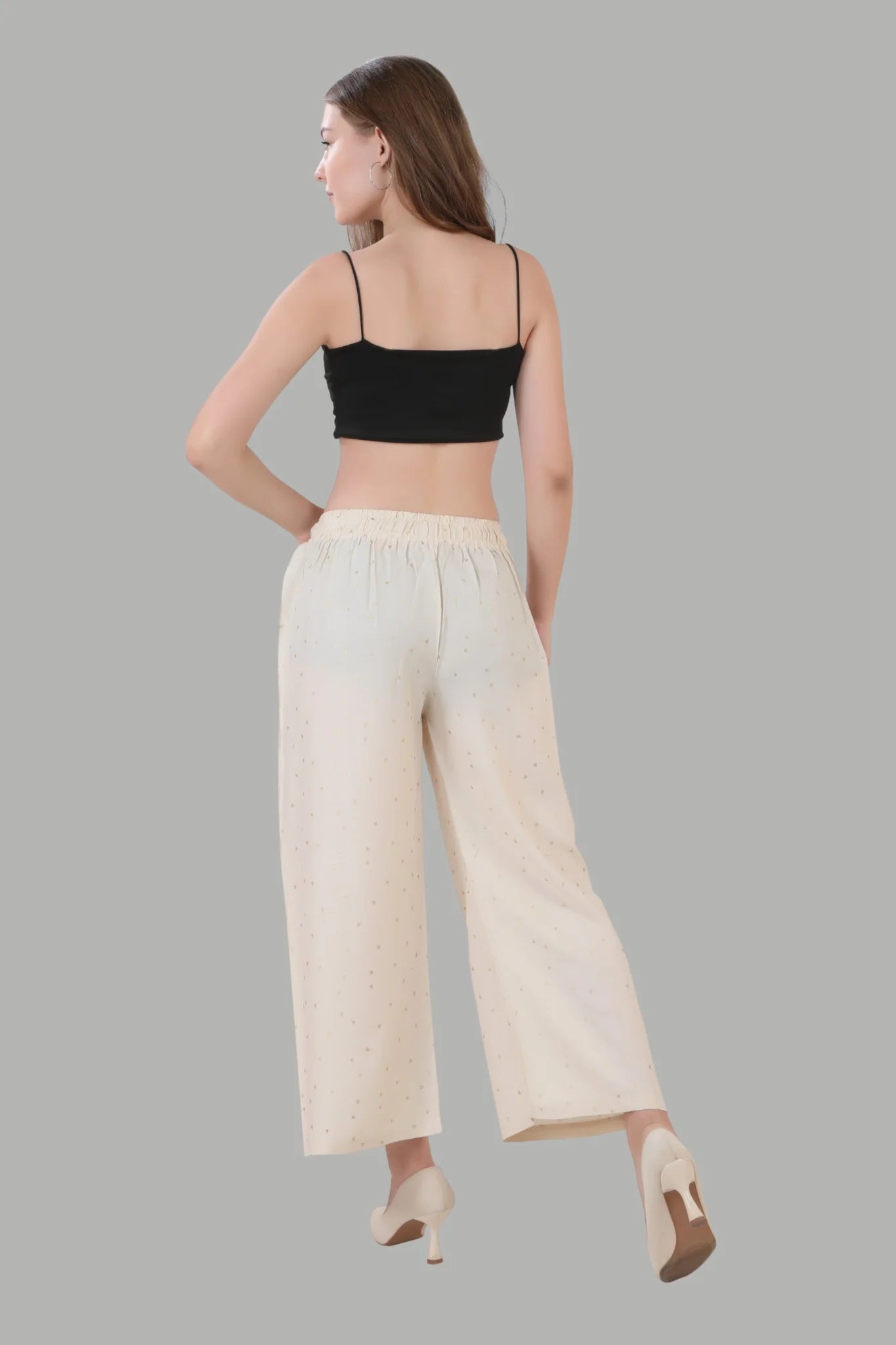 Elegant beige palazzo pants for casual and daily wear