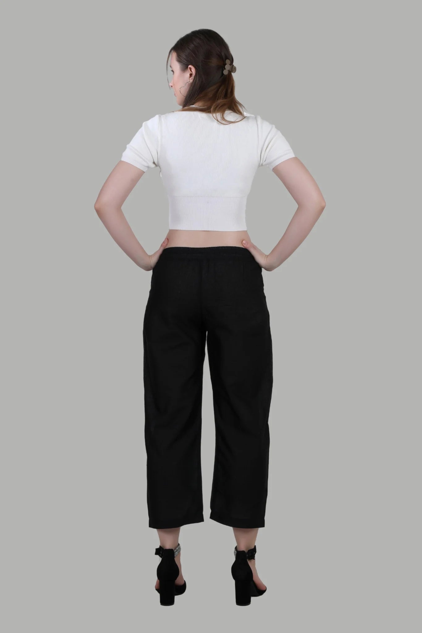 Elegant black regular fit pants for daily wear
