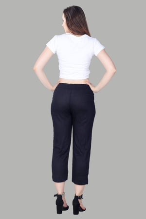 Comfortable women’s black straight pants by AIKAA