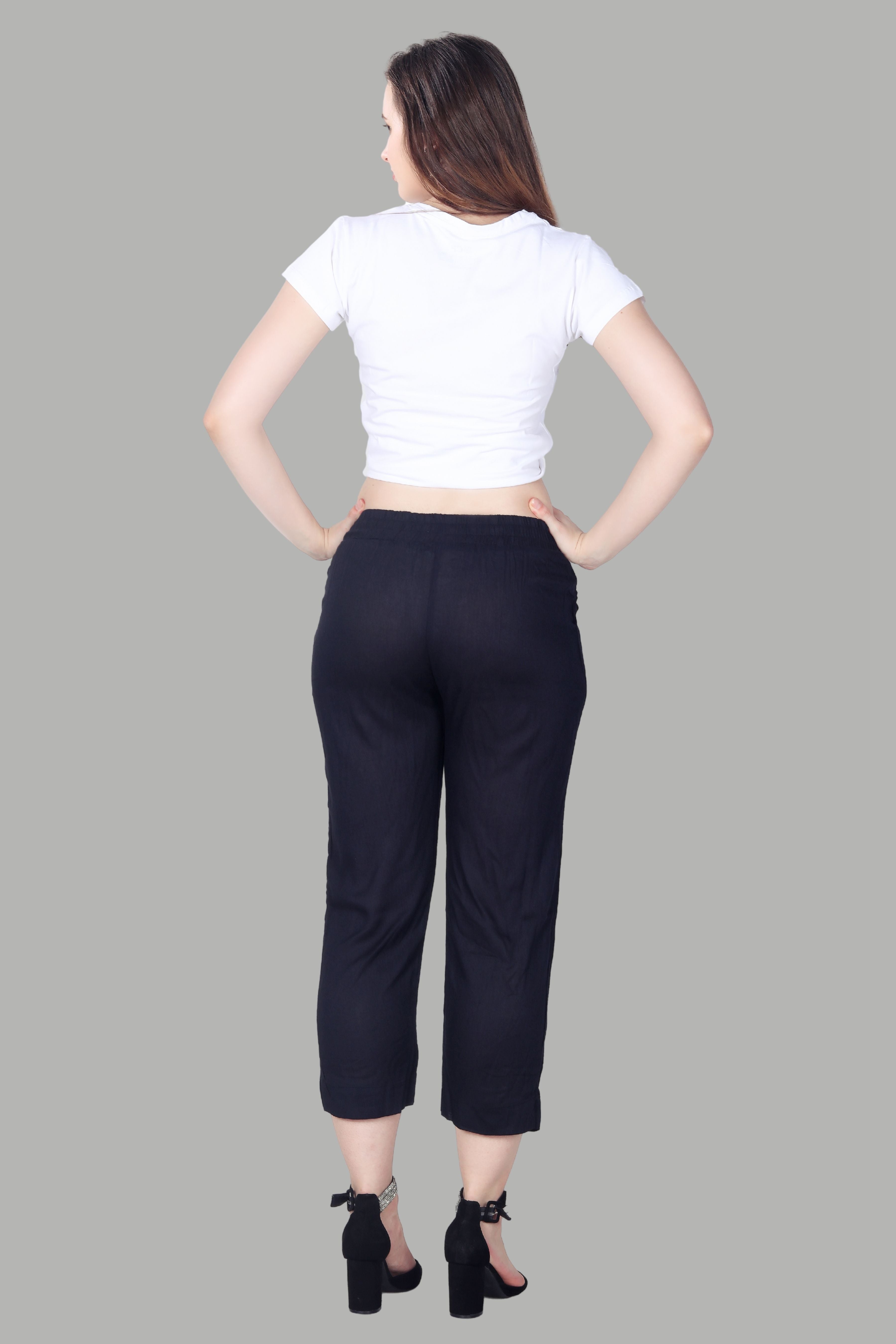 Comfortable women’s black straight pants by AIKAA