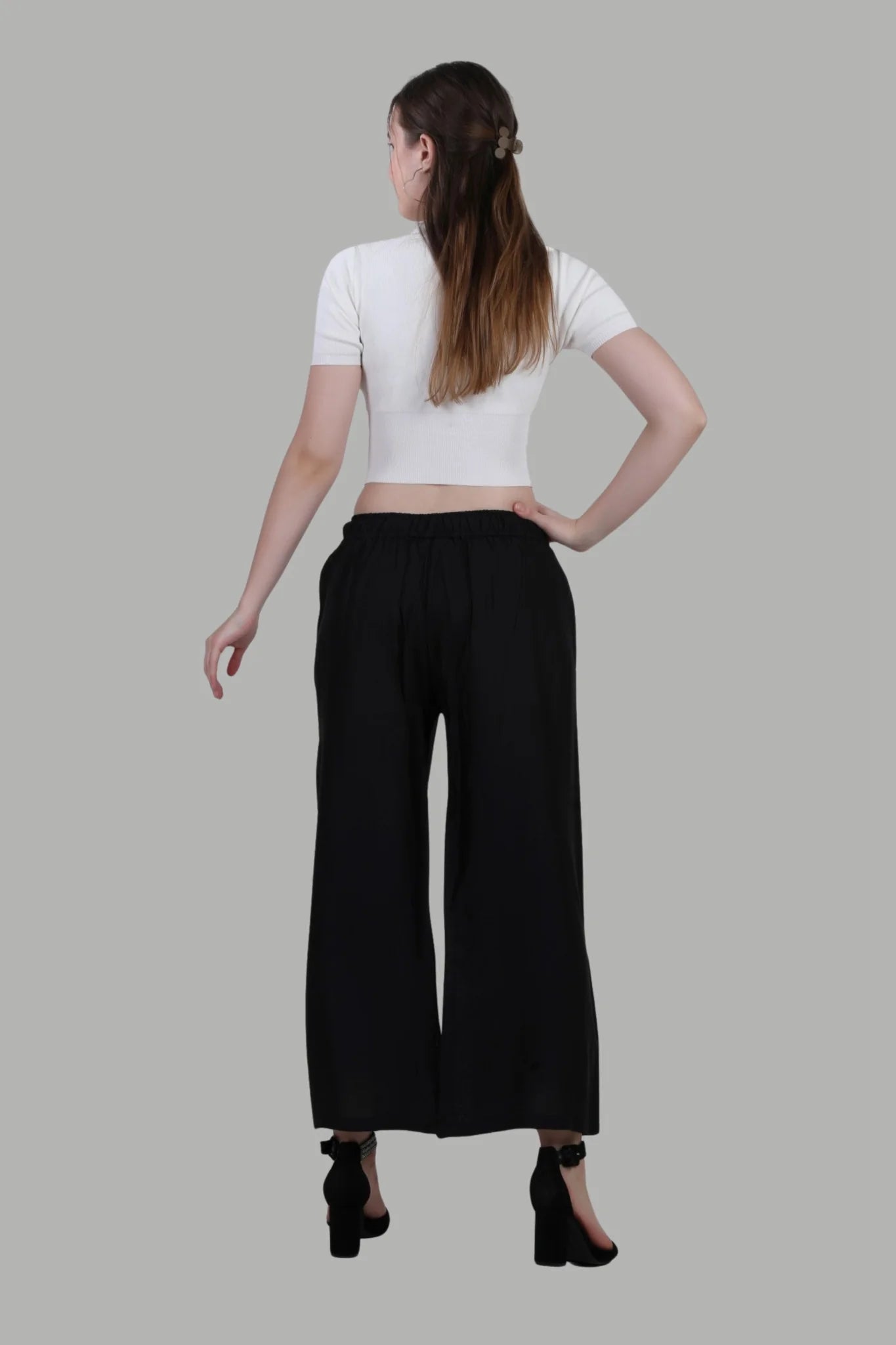 Elegant black wide leg palazzo pants for daily wear