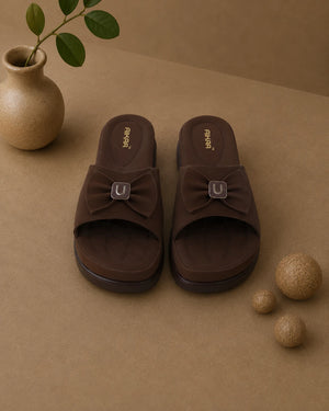 Comfortable women’s brown slipon slides by AIKAA