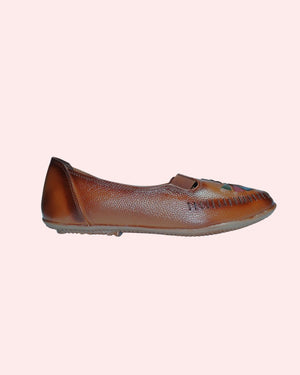 Elegant brown casual leather shoes for daily wear