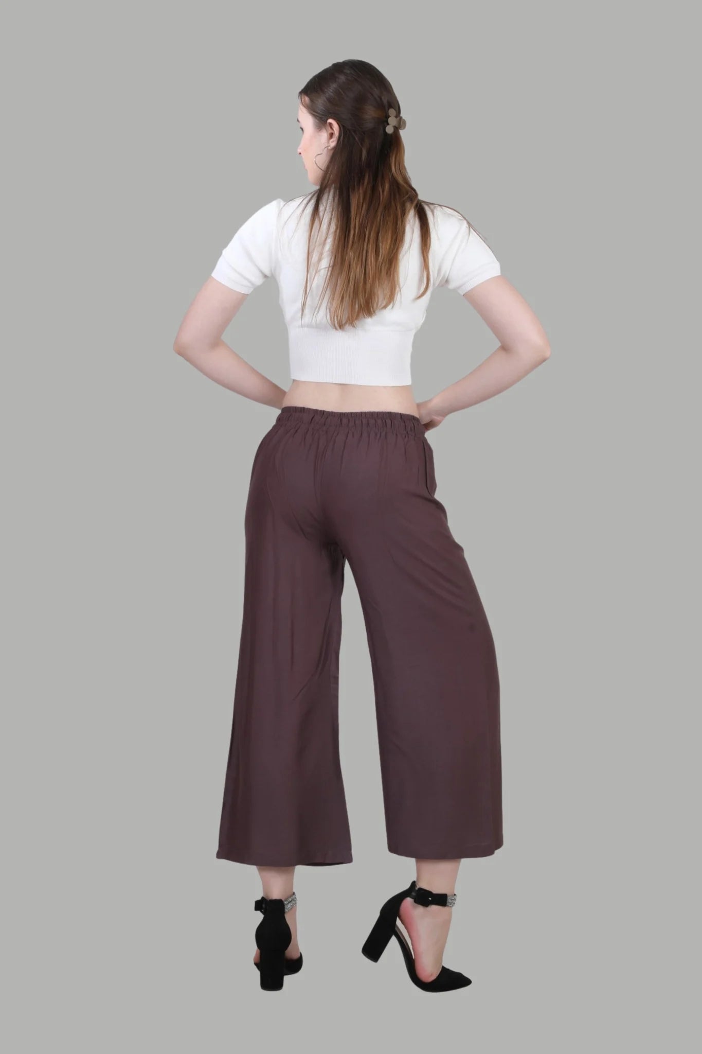 Elegant brown wide leg palazzo pants for daily wear