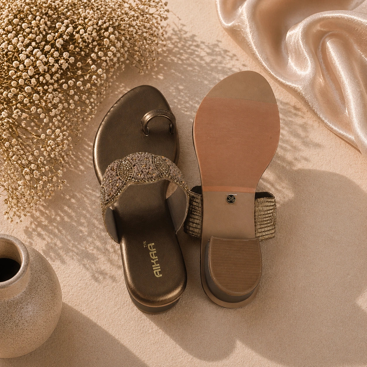 Elegant brown ethnic slipon footwear for daily wear