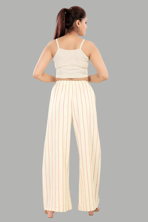 Elegant cream striped pants for daily wear