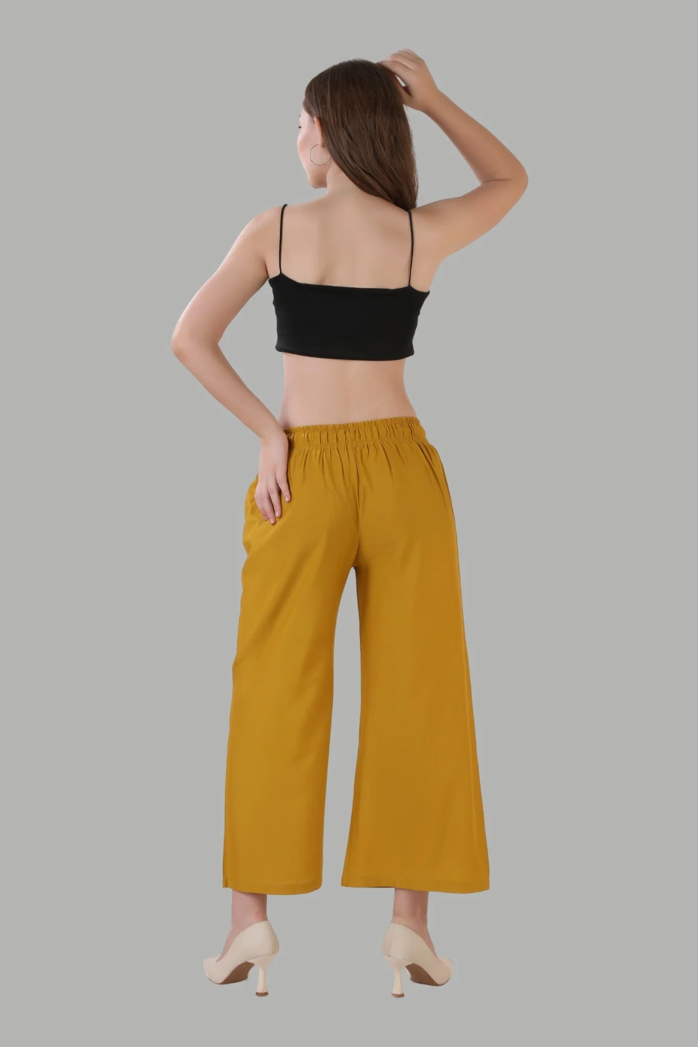 Elegant dark yellow palazzo pants for casual and daily wear