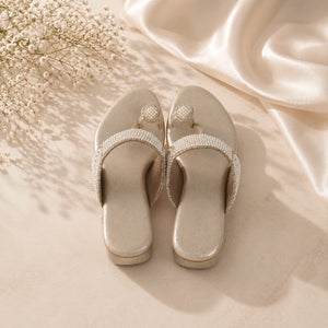 Elegant gold crystal footwear for casual and party wear