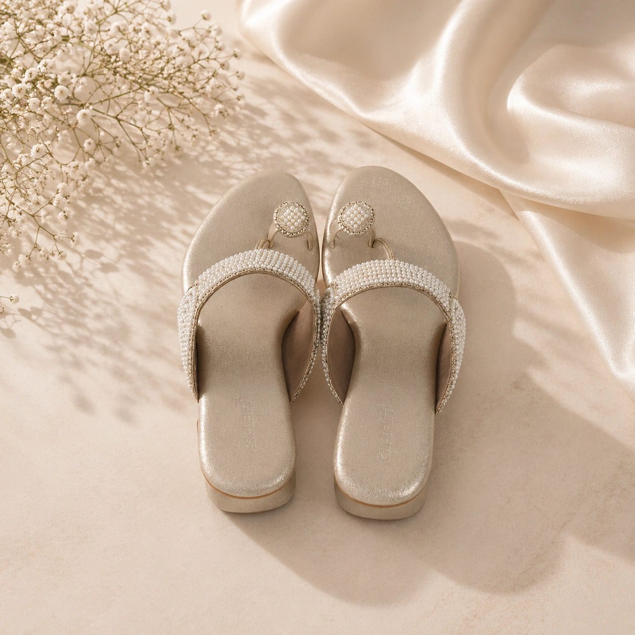 Elegant gold crystal footwear for casual and party wear