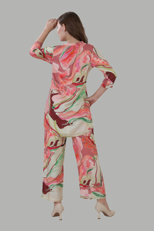 Elegant multi colour co-ord set for casual wear