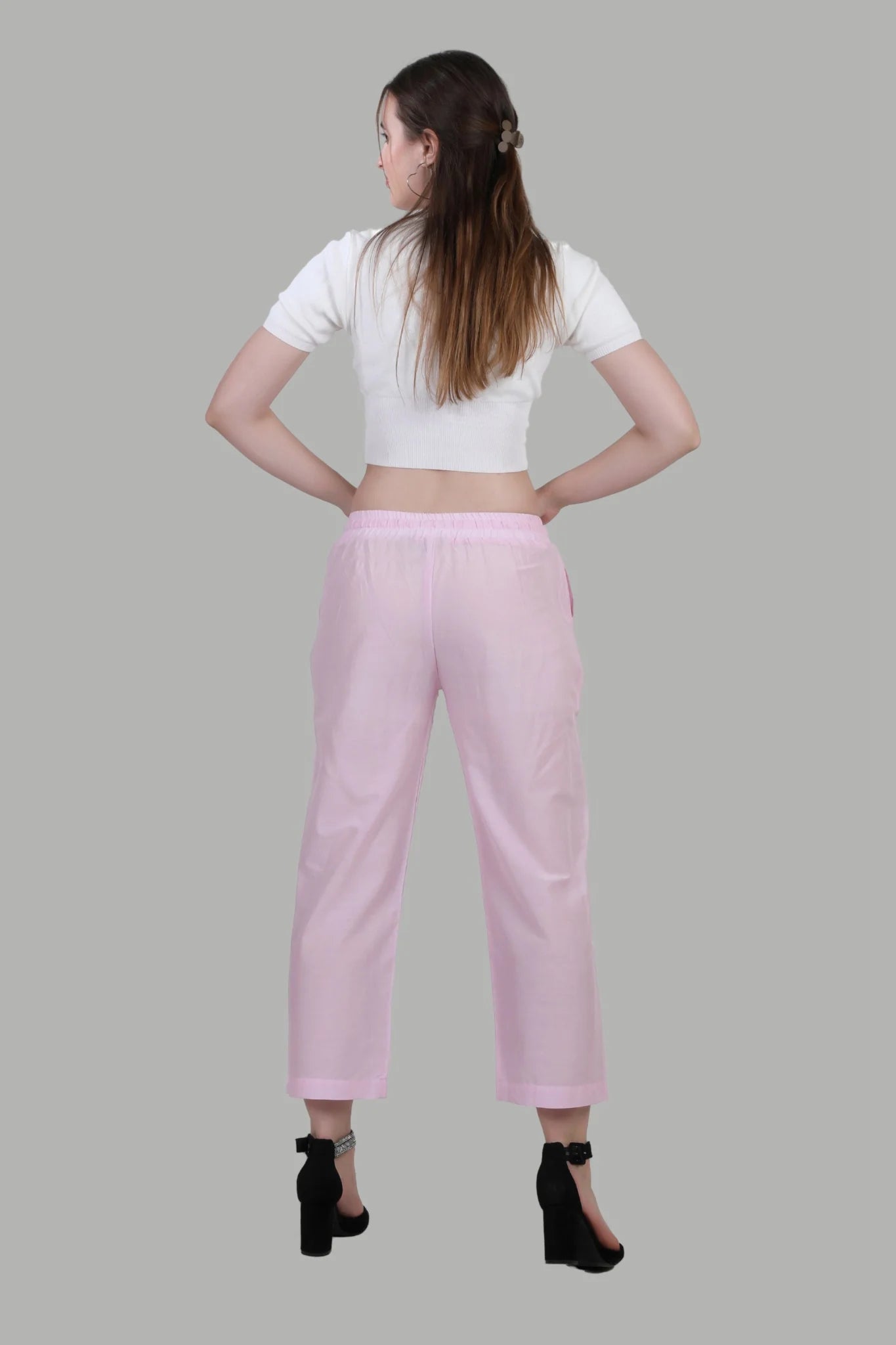 Elegant pink regular fit pants for daily wear