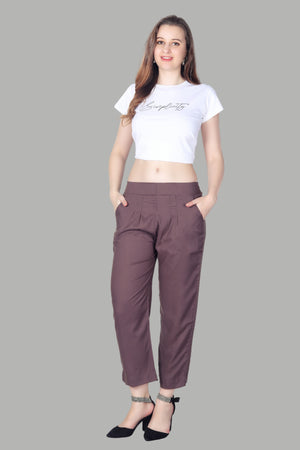 Comfortable women’s purple straight pants by AIKAA
