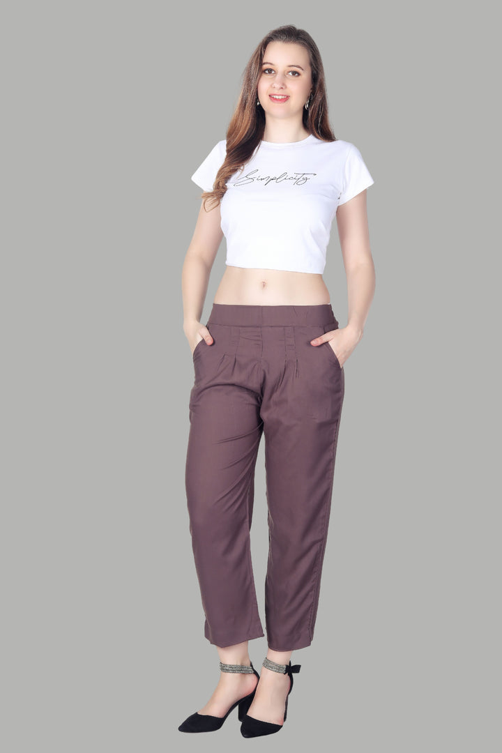 Comfortable women’s purple straight pants by AIKAA