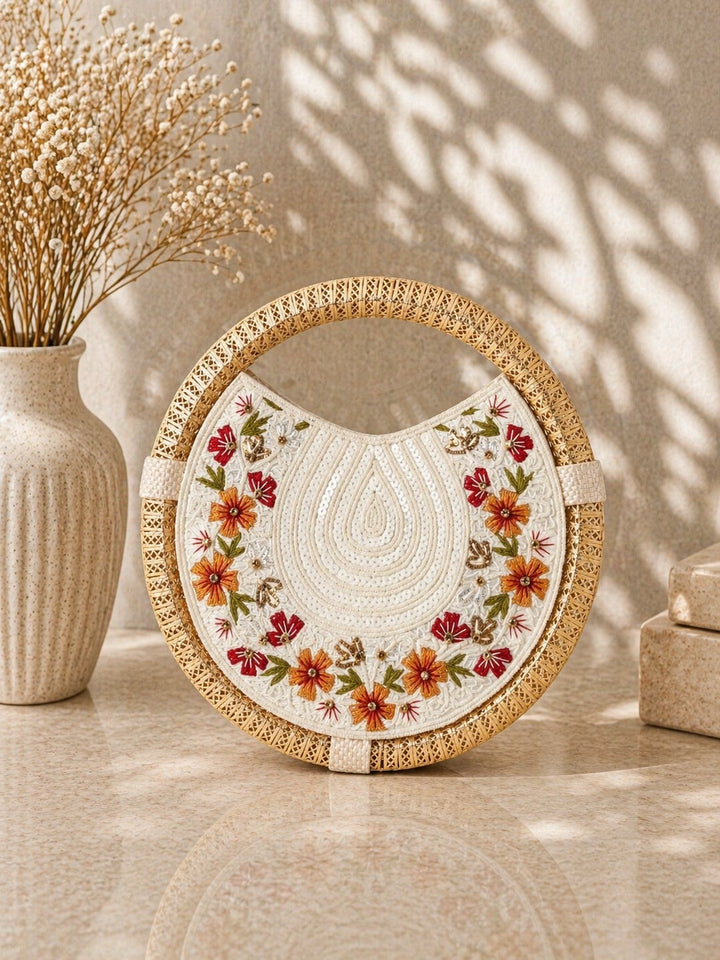 Stylish handcrafted round clutch bag for party wear