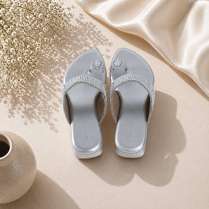 Elegant silver crystal footwear for casual and party wear