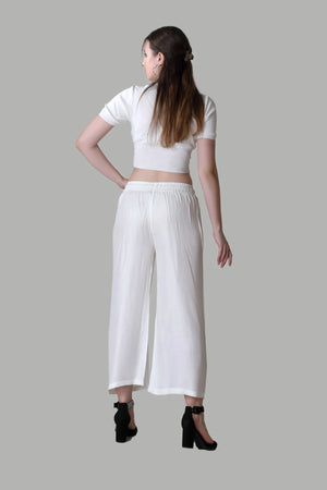 Elegant white wide leg palazzo pants for daily wear