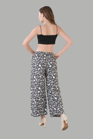 Elegant white wide leg palazzo with printed design