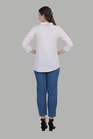 Elegant white striped t-shirt top for women