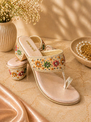 Comfortable light pink ethnic slipons for girls and women