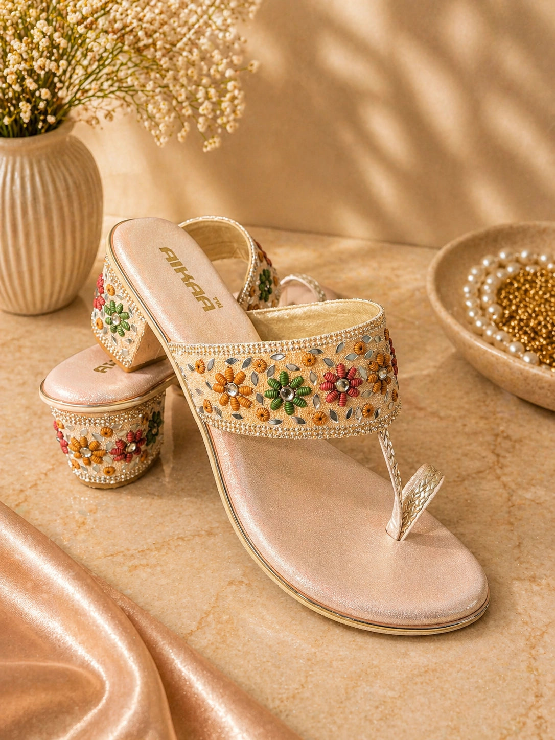 Comfortable light pink ethnic slipons for girls and women