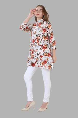 Stylish white floral midi dress for casual wear