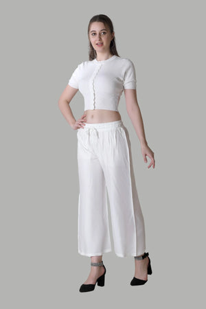 Stylish white palazzo trousers for women