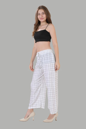 Stylish white palazzo pants with black stripes