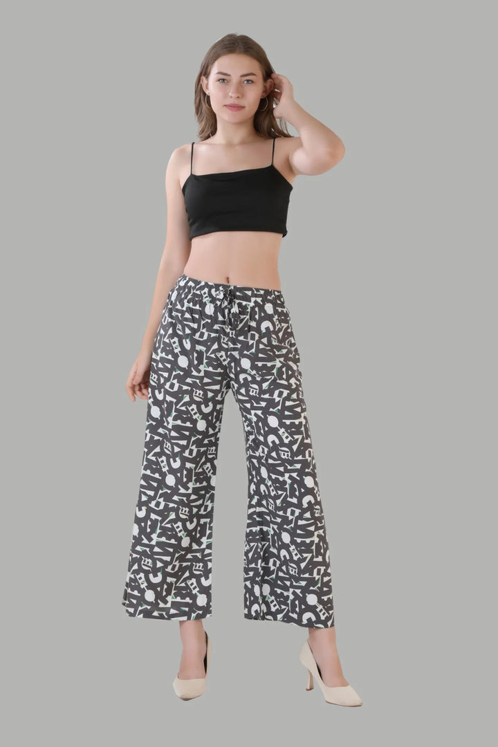 Stylish white printed palazzo pants for women