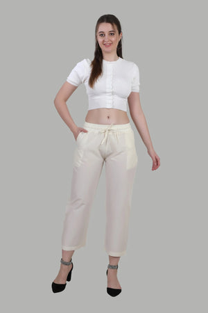 Stylish white straight fit pants for women