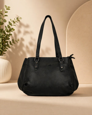 Fashionable black shoulder bag for girls and women